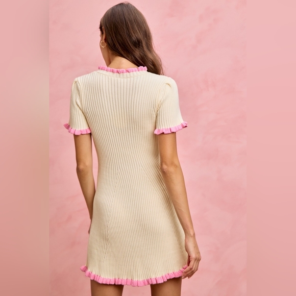 SO ME Contrast Ruffled Sweater Knit Mini Dress - Picture 8 of 12